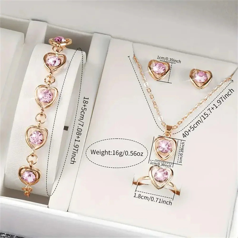 Classic Heart Leather Wristwatch Set