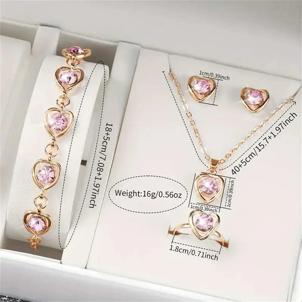 Classic Heart Leather Wristwatch Set